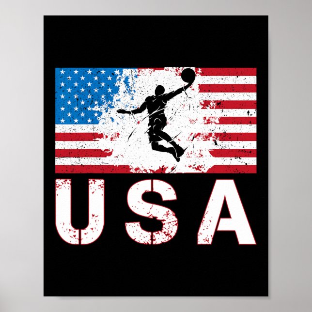Affiche Bysketbyll États-Unis Drapeau nous Bysketbyll Homm (Devant)