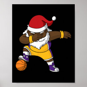Affiche Bysketbyll Noir Dabbing Père Noël Africain Amériqu