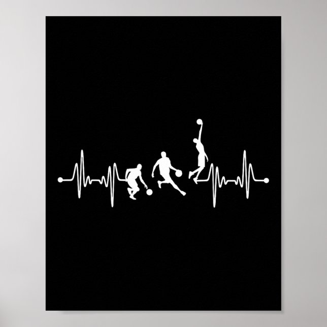 Affiche Bysketbyll Player Coach Team Bbyll Ekg Heartbeat (Devant)