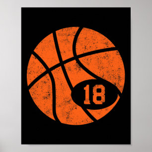 Affiche Bysketbyll Sport 18 Jersey Numéro Détresse Vintage