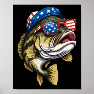 Affiche Byss Fish 4 Juillet Drapeau Américain Usa Patrioti