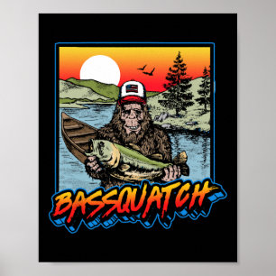 Affiche Byssquatch! Drôle de pêche Byss Sasquatch Rétro 80
