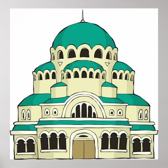 Affiche Byzantine Architecture Teal Dome Cathedral (Devant)