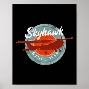 Affiche C172 Skyhawk Avion Vintage Rétro Pilote en Vol Cad