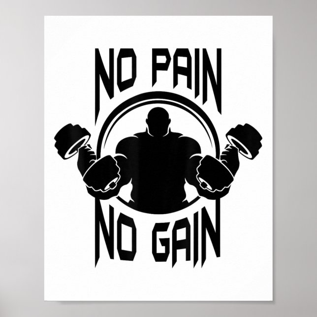Affiche C386 No Pain No Gain Gym Workout Fitness Motivatio (Devant)