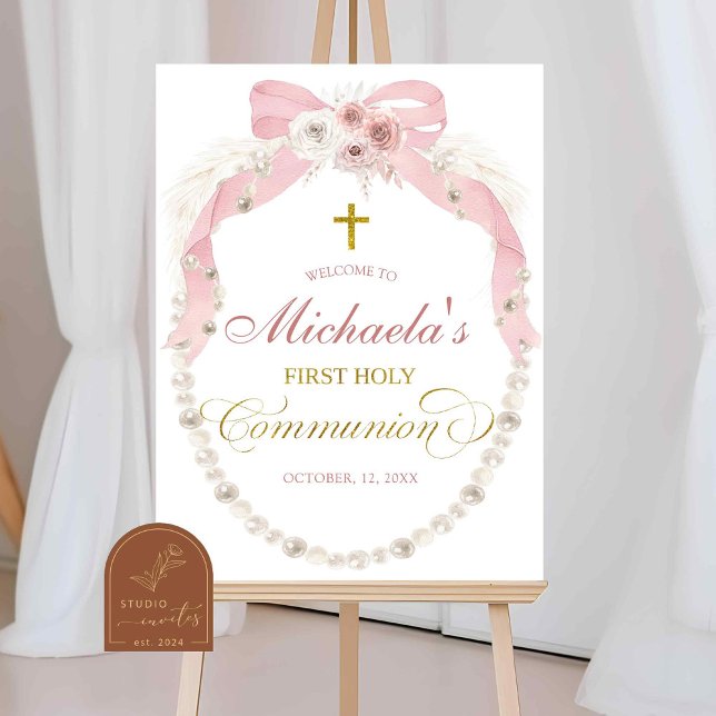Affiche C83 Bienvenue Communion solennelle Bohème Rose Per (Créateur téléchargé)