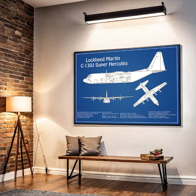 Affiche C-130 Hercules - Plan directeur de l'avion ABD (Créateur téléchargé)