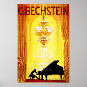 Affiche C BECHSTEIN 1920 German PIANO Manufacturer Vintage
