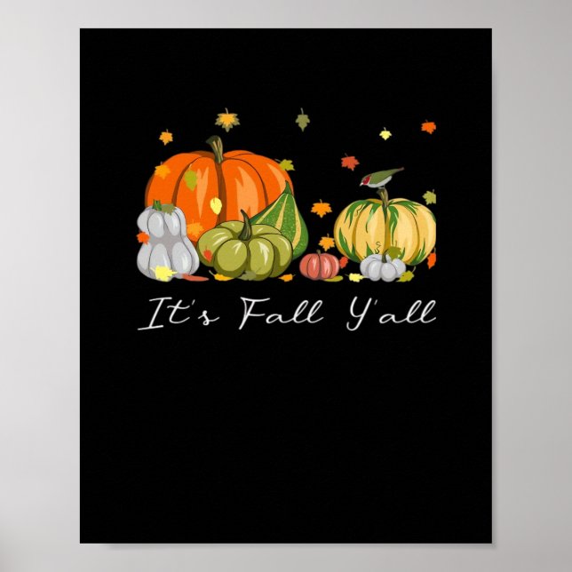 Affiche C’est automne Y’all Halloween Citrouille L’automne (Devant)