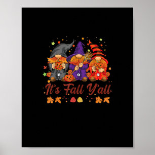 Affiche C’est automne Y’all Halloween Gnomes Citrouille au