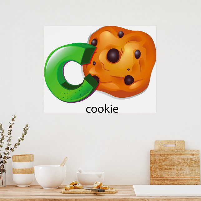 Affiche C est pour Cookie Lettre Alphabetique Chip au Choc (Créateur téléchargé)