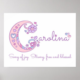 Affiche C monogramme art Carolina filles nom signifiant af