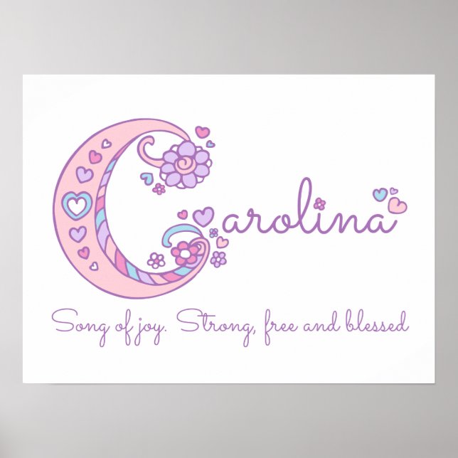 Affiche C monogramme art Carolina filles nom signifiant af (Devant)