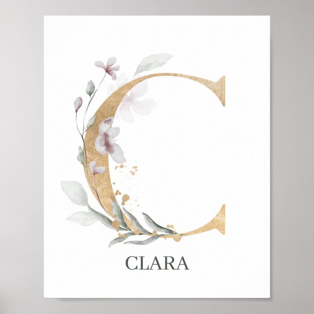 Affiche C Monogramme Floral Personnalisé (Devant)