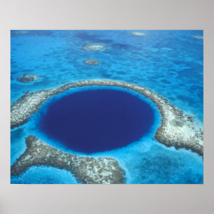 Affiche CA, Belize. Vue aérienne du trou bleu (diamètre