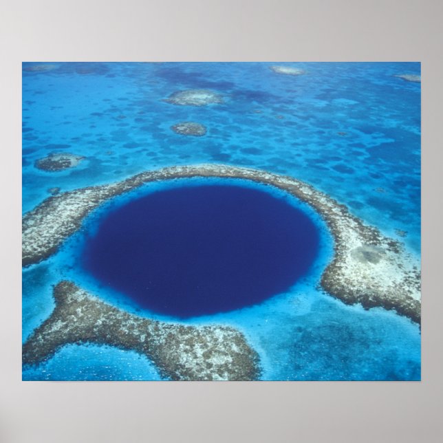 Affiche CA, Belize. Vue aérienne du trou bleu (diamètre (Devant)