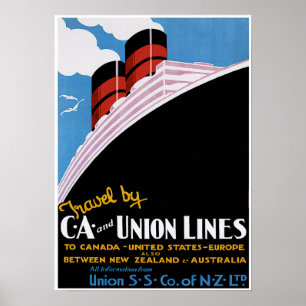 Affiche CA et lignes des syndicats - publicité vintage de