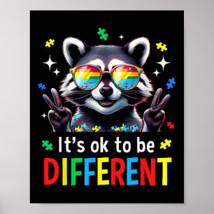Affiche Ça va d'être différent Autisme Raccoon Autisme Aw