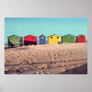 Affiche Cabane de plage de six couleurs Cap, Afrique du