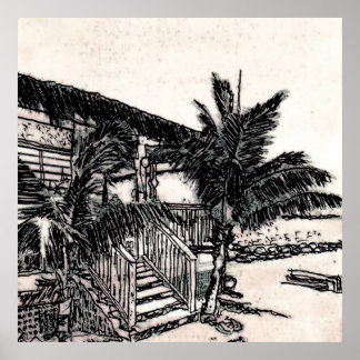 Affiche Cabane de plage de Tina, Long Island, Bahamas