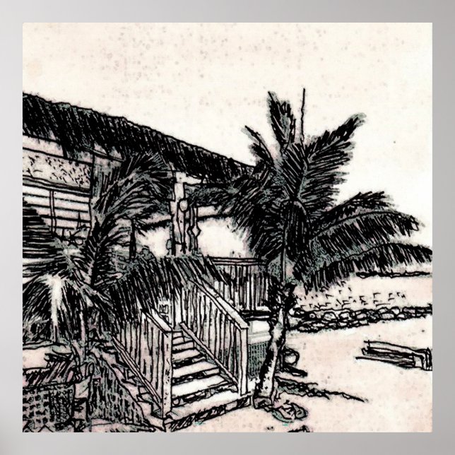 Affiche Cabane de plage de Tina, Long Island, Bahamas (Devant)