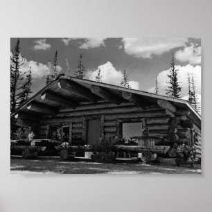 Affiche Cabane en rondins alaskienne moderne de l'Alaska U