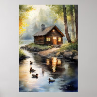Cabane en rondins sur la rivière 2