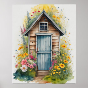 Affiche Cabane extérieure Aquarelle 1