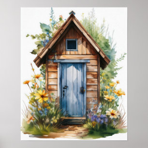Affiche Cabane extérieure Aquarelle 2