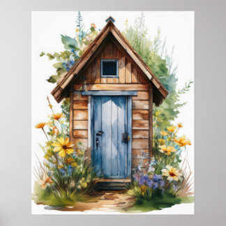 Affiche Cabane extérieure Aquarelle 2