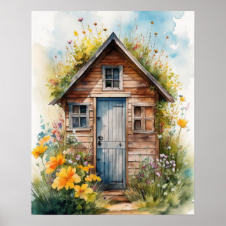 Affiche Cabane extérieure Aquarelle 3