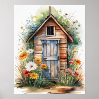 Affiche Cabane extérieure Aquarelle 4