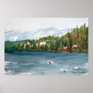 Affiche Cabanes de montagne de Carnelian Bay au lac Tahoe