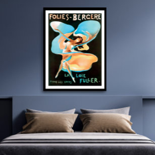 Affiche Cabaret vintage Paris, Folies Bergere, Showgirl