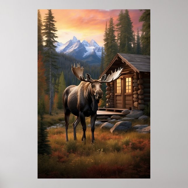 Affiche *~* Cabine AP49 MOOSE Stream Nature Forest (Devant)