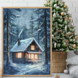 Affiche Cabine confortable niché dans la forêt de neige