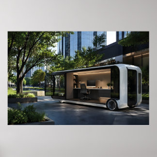 Affiche Cabine de bureau mobile futuriste dans la nature u