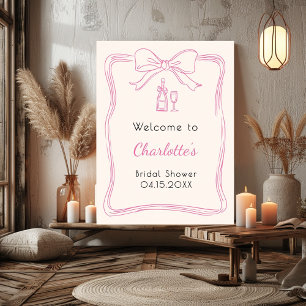 Affiche Cabine de douche nuptiale en arc rose dessinée à l