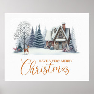 Affiche Cabine d'hiver cosy “Joyeux Noël”