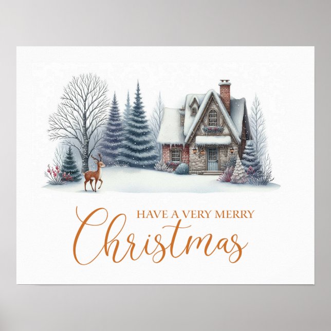 Affiche Cabine d'hiver cosy “Joyeux Noël” (Devant)