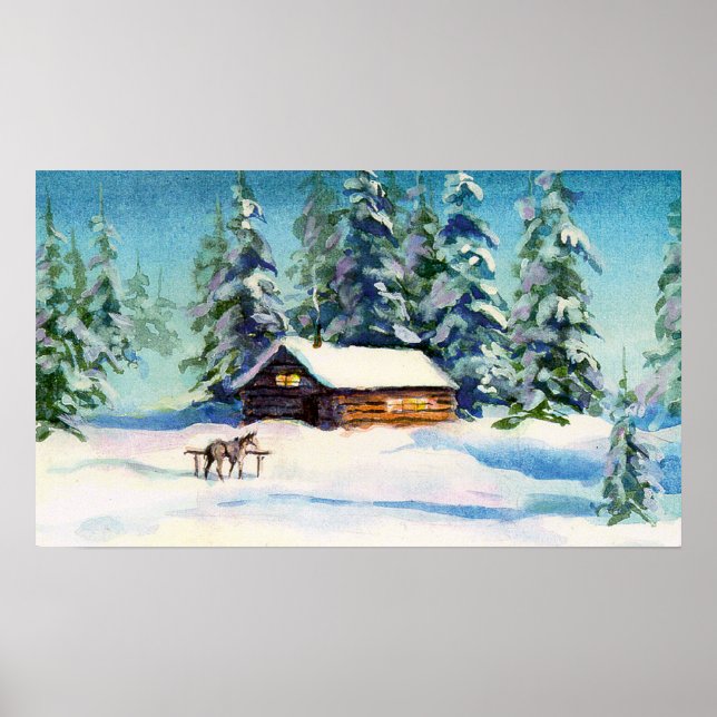 Affiche CABINE HIVER & CHEVAL par SHARON SHARPE (Devant)