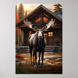 Affiche *~* Cabine naturel AP49 MOOSE Forest Cottage