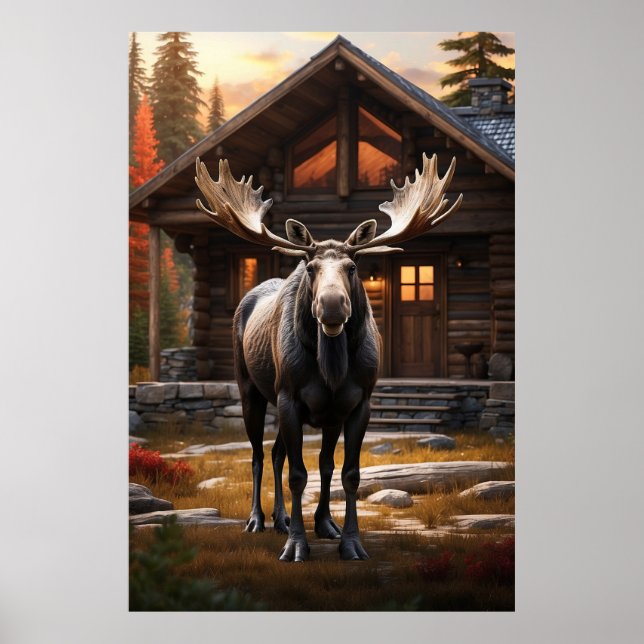 Affiche *~* Cabine naturel AP49 MOOSE Forest Cottage (Devant)