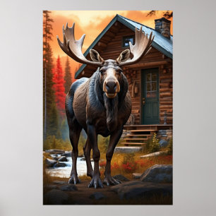 Affiche *~* Cabine naturel AP49 MOOSE Forest Cottage STREA