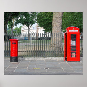 Affiche Cabine téléphonique et boîte postale de Londres