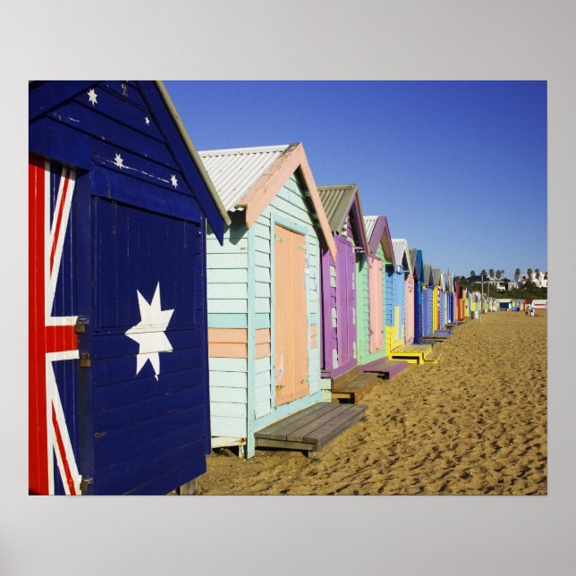 Affiche Cabines de Bain, Plage de Middle Brighton, Port (Devant)