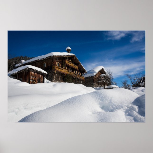 Affiche Cabines traditionnels en bois de neige (Devant)