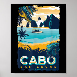 Affiche Cabo San Lucas Tropical Beach Mexique Travel Vinta