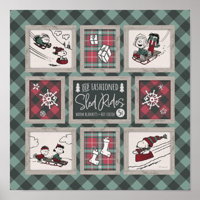 Affiche cacahuètes | Ancien Motif de traîneau (Devant)