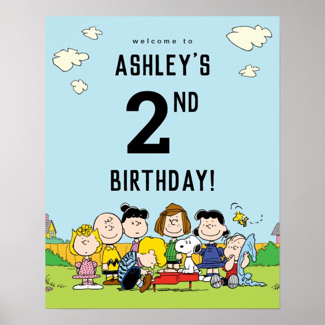 Affiche cacahuètes | Charlie Brown et Gang Anniversaire (Devant)